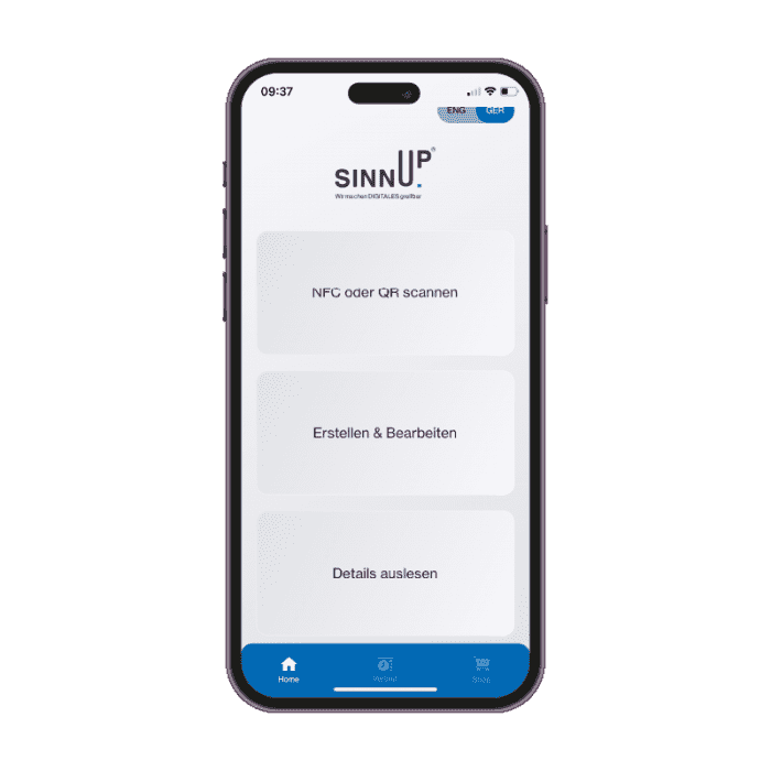 Startbild der SinnApp - die APP von Sinnup